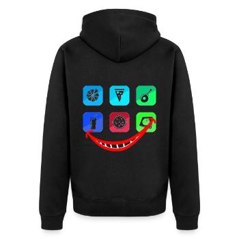 pizzafreude white - Unisex Premium Bio Zip Hoodie - Schwarz - Hinten - Nico (187cm)
