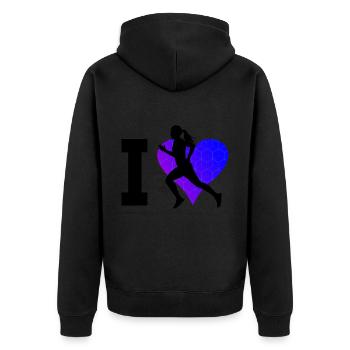 Joggen Cross Country Running Rennen Running - Unisex Premium Bio Zip Hoodie - Schwarz - Hinten - Nico (187cm)