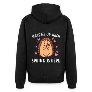 Hedgie Wake Me Up When Spring Is Here Hedgehog - Unisex Premium Organic Zip Hoodie - black - Back - Nico (187cm)