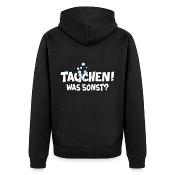 apnoe tauchen was sonst oxygen taucher - Unisex Premium Bio Zip Hoodie - Schwarz - Hinten - Nico (187cm)