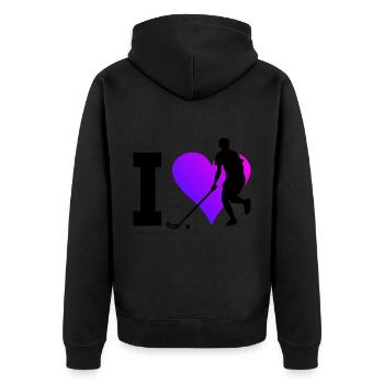 Salibandy Women's Floorball Games Floorball - Unisex Premium Organic Zip Hoodie - black - Back - Nico (187cm)