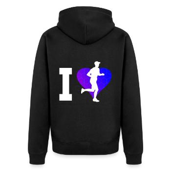 Running Marathon Cross Country Running - Unisex Premium Organic Zip Hoodie - black - Back - Nico (187cm)