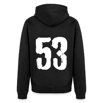 Maillot à 53 numéros - Veste à capuche bio Premium Unisexe - noir - Dos - Nico (187cm)