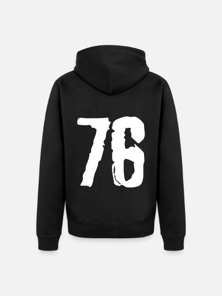 76 number jersey - Unisex Premium Organic Zip Hoodie - black