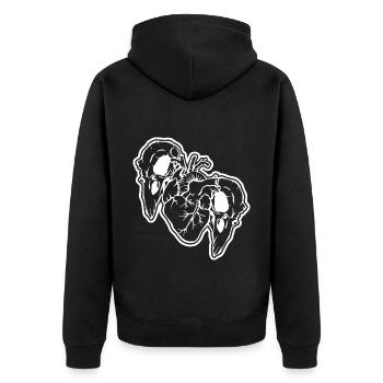 Crow skulls and heart Halloween - Unisex Premium Organic Zip Hoodie - black - Back - Nico (187cm)