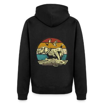 Motif allemand de chasseur de chien à poil de fil - Veste à capuche bio Premium Unisexe - noir - Dos - Nico (187cm)