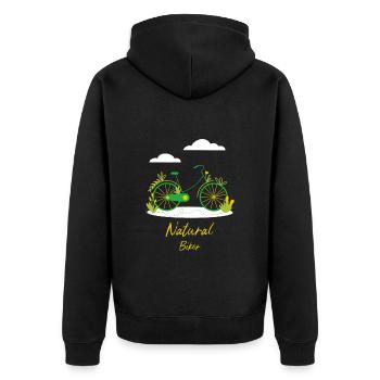 Fahrrad fahren Natur Wolken Biker grün Geschenk - Unisex Premium Bio Zip Hoodie - Schwarz - Hinten - Nico (187cm)