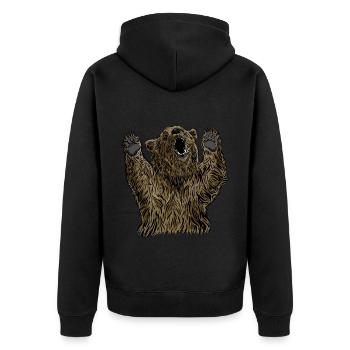 Brown Bear Head Bear Motif for Brown Bears Team or - Unisex Premium Organic Zip Hoodie - black - Back - Nico (187cm)