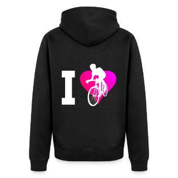 Rennrad Roadbike Herren Rennradfahrer Damen - Unisex Premium Bio Zip Hoodie - Schwarz - Hinten - Nico (187cm)
