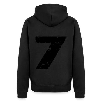 7 Maillot numéro - Veste à capuche bio Premium Unisexe - noir - Dos - Nico (187cm)