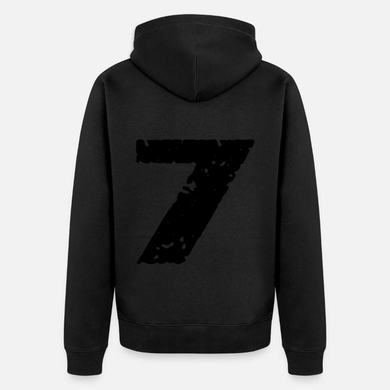 7 Maillot numéro - Veste à capuche bio Premium Unisexe - noir