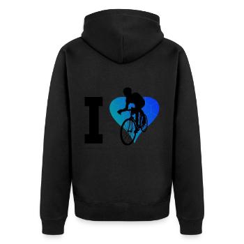Rennradfahren Rennrad Damen Rennradfahrer - Unisex Premium Bio Zip Hoodie - Schwarz - Hinten - Nico (187cm)