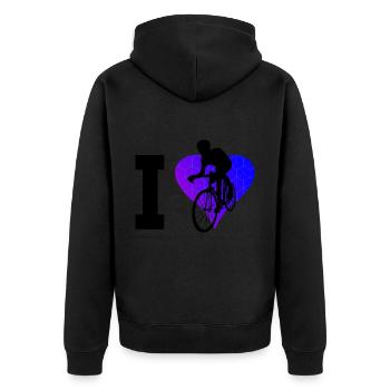 Rennradfahrer Rennradfahren Rennrad Damen - Unisex Premium Bio Zip Hoodie - Schwarz - Hinten - Nico (187cm)