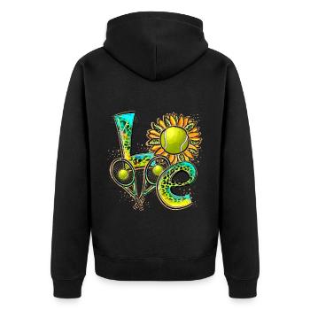 Love Tennis Player - Unisex Premium Bio Zip Hoodie - Schwarz - Hinten - Nico (187cm)