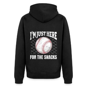 Je suis juste ici pour les collations de baseball - Veste à capuche bio Premium Unisexe - noir - Dos - Nico (187cm)