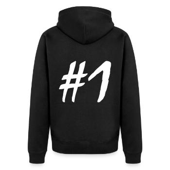 #1 - Unisex Premium Organic Zip Hoodie - black - Back - Nico (187cm)