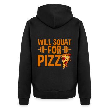 Will Squat For Pizza 2 - Unisex Premium Bio Zip Hoodie - Schwarz - Hinten - Nico (187cm)