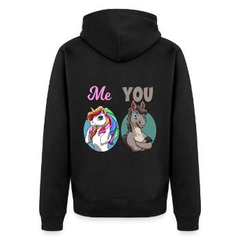 Unicorn You vs Me Funny Vergleich Rainbow - Unisex Premium Bio Zip Hoodie - Schwarz - Hinten - Nico (187cm)