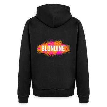 Blondine Splash - Unisex Premium Bio Zip Hoodie - Schwarz - Hinten - Nico (187cm)