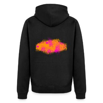 Splash orange pink - Unisex Premium Bio Zip Hoodie - Schwarz - Hinten - Nico (187cm)