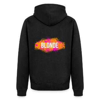 Blonde - Unisex Premium Bio Zip Hoodie - Schwarz - Hinten - Nico (187cm)