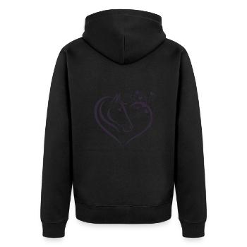 Tiermotiv Pferd Pferdeportrait Herz Geschenk - Unisex Premium Bio Zip Hoodie - Schwarz - Hinten - Nico (187cm)