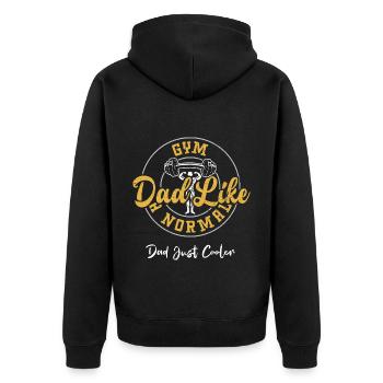 Gym Dad Like A Normal Dad Just C... - Unisex Premium Organic Zip Hoodie - black - Back - Nico (187cm)