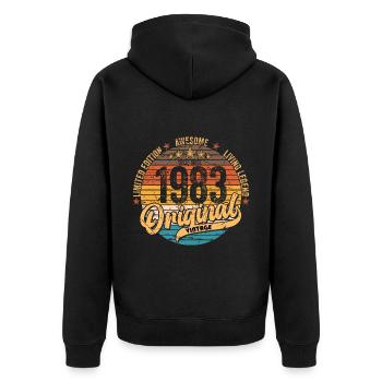 1983 Birthday born in 1983 Retro Vintage - Unisex Premium Organic Zip Hoodie - black - Back - Nico (187cm)