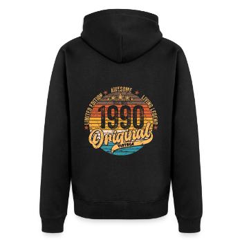 1990 Anniversaire né en 1990 Retro Vintage - Veste à capuche bio Premium Unisexe - noir - Dos - Nico (187cm)