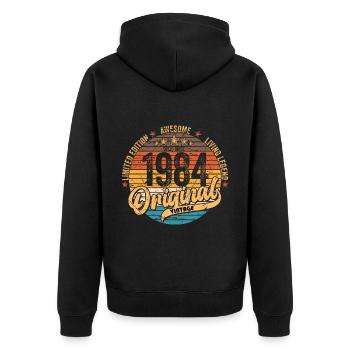 1984 Anniversaire né en 1984 Retro Vintage - Veste à capuche bio Premium Unisexe - noir - Dos - Nico (187cm)