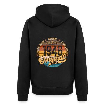 1946 Birthday born in 1946 Retro Vintage - Unisex Premium Organic Zip Hoodie - black - Back - Nico (187cm)