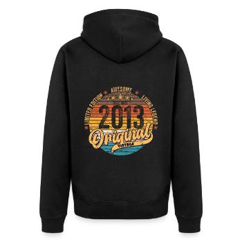 2013 Birthday born in 2013 Retro Vintage - Unisex Premium Organic Zip Hoodie - black - Back - Nico (187cm)