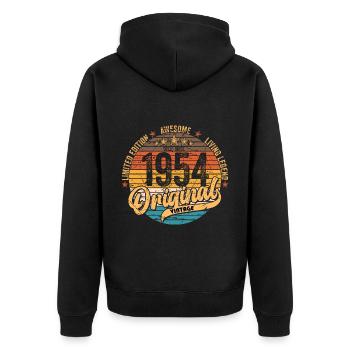 1954 Birthday born in 1954 Retro Vintage - Unisex Premium Organic Zip Hoodie - black - Back - Nico (187cm)