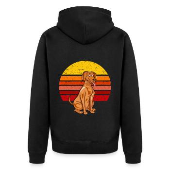 Retro Vizsla Dog - Unisex Premium Organic Zip Hoodie - black - Back - Nico (187cm)