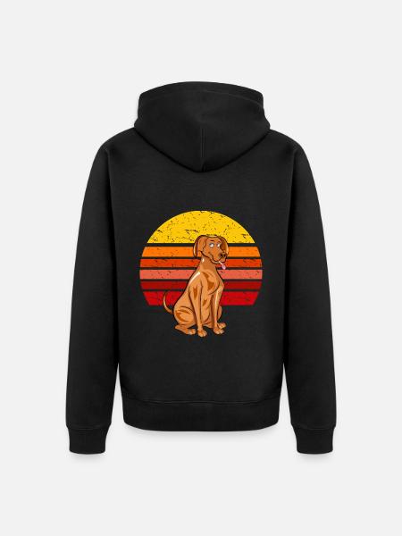 Retro Vizsla Dog - Unisex Premium Organic Zip Hoodie - black