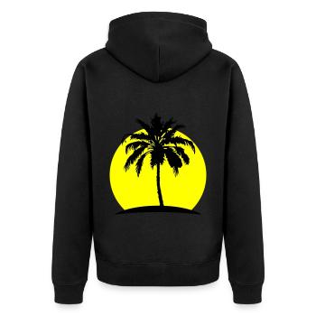 Palme Silhouette Symbol - Unisex Premium Bio Zip Hoodie - Schwarz - Hinten - Nico (187cm)