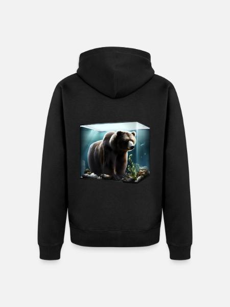 Ours dans l’aquarium - Veste à capuche bio Premium Unisexe - noir