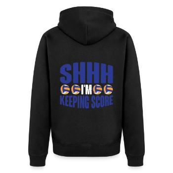 Shhh, I'm Keeping Score 7 - Unisex Premium Bio Zip Hoodie - Schwarz - Hinten - Nico (187cm)