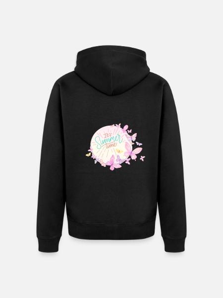 Schmetterlinge Blumen Sommer Urlaubszeit - Unisex Premium Bio Zip Hoodie - Schwarz