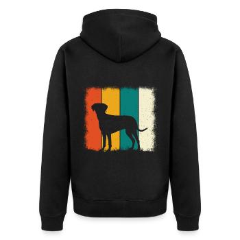 Labrador Retro - Unisex Premium Organic Zip Hoodie - black - Back - Nico (187cm)