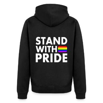 Stand with pride - Unisex Premium Organic Zip Hoodie - black - Back - Nico (187cm)