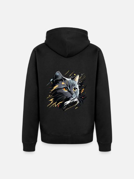 gray kitten, cat - Unisex Premium Organic Zip Hoodie - black