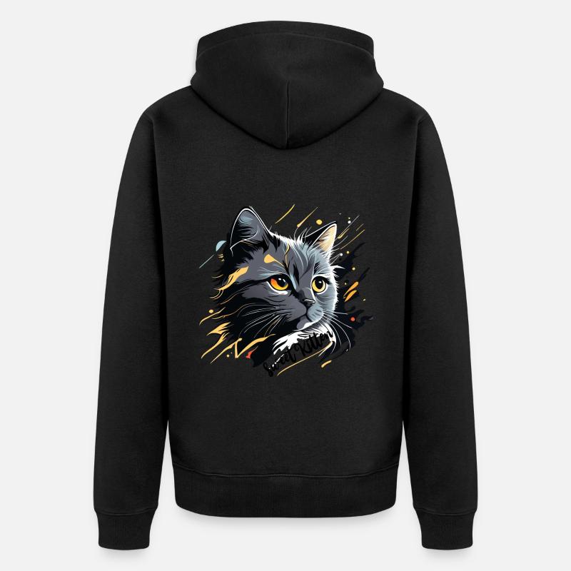 graues Kätzchen, Katze - Unisex Premium Bio Zip Hoodie - Schwarz