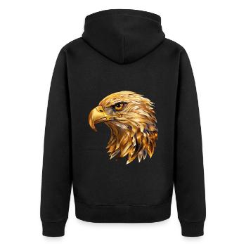 Eagle Head Gold Bird of Prey Bird Animal Nature - Veste à capuche bio Premium Unisexe - noir - Dos - Nico (187cm)