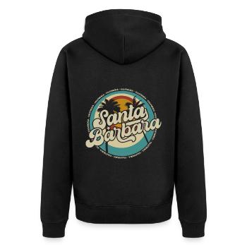 Santa Barbara California Sunset Retro - Unisex Premium Organic Zip Hoodie - black - Back - Nico (187cm)