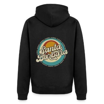 Santa Barbara California Sunset Retro - Unisex Premium Organic Zip Hoodie - black - Back - Nico (187cm)
