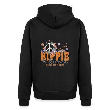 Lustiger Halloween Spruch Hippie Halloween - Unisex Premium Bio Zip Hoodie - Schwarz - Hinten - Nico (187cm)