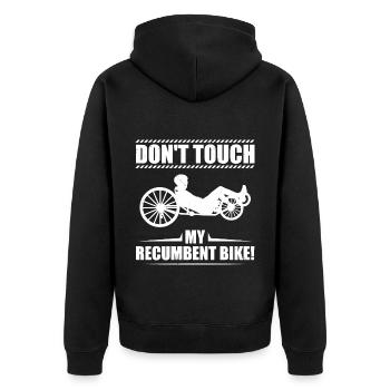 Liegefahrrad fahren | Liegerad Kurzlieger Geschenk - Unisex Premium Bio Zip Hoodie - Schwarz - Hinten - Nico (187cm)