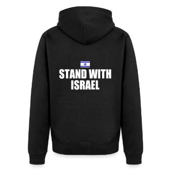 Stand with israel - Unisex Premium Bio Zip Hoodie - Schwarz - Hinten - Nico (187cm)