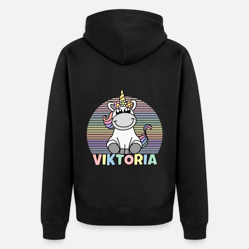 Viktoria Einhorn Name - Unisex Premium Bio Zip Hoodie - Schwarz